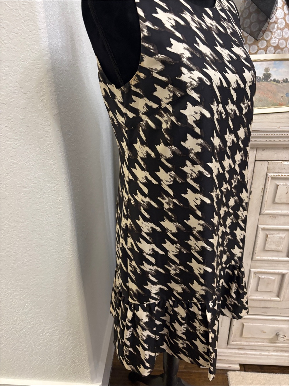 J Crew Sleeveless Black and White Houndstooth Swing Dress - Picture 2 of 5